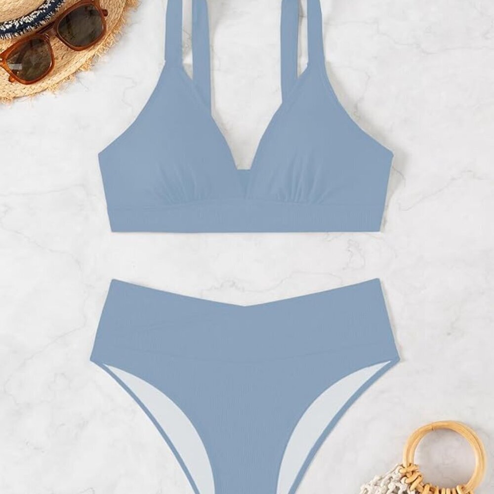 Sexy Ribbed Bikini Set 2 Piece - Picture 4 of 6